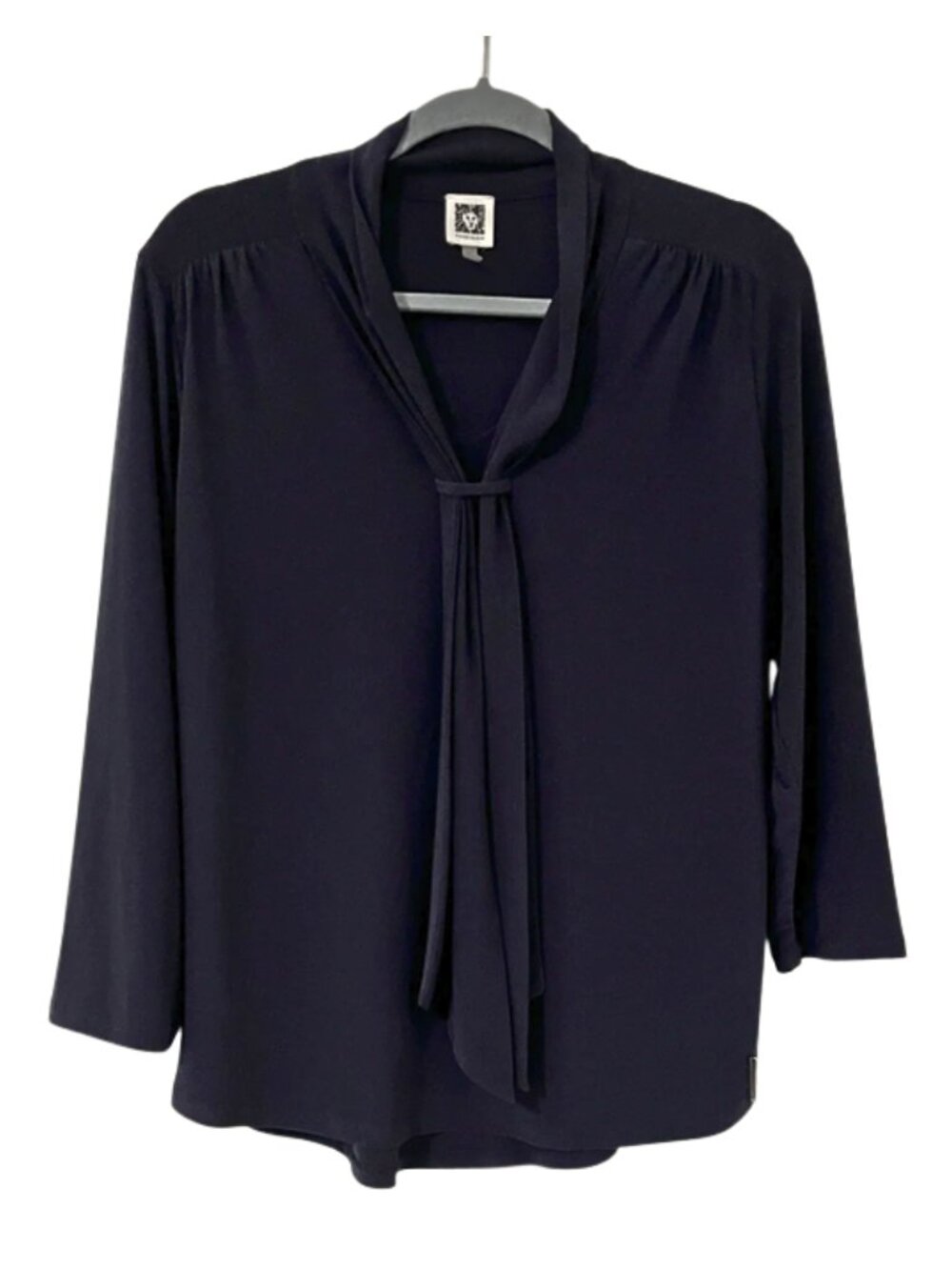 Anne Klein Black Knit 3/4 Sleeve Top size M
